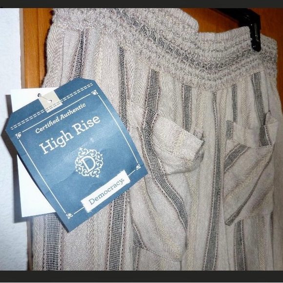 Democracy Linen Blend  Wide Leg Striped Pants with Smocked Waist NWT - Picture 4 of 11